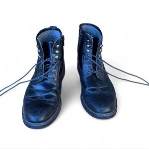 Bikercore Grunge Black Leather Lace Up Ankle Boots